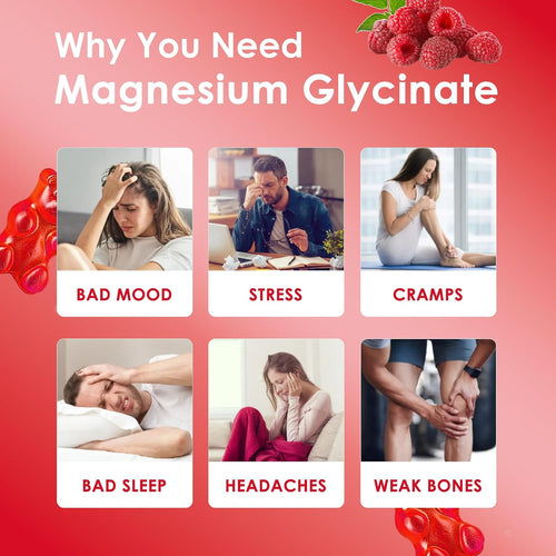 Friymbex Sugar-Free Magnesium Glycinate Gummies - Raspberry Flavor, Pectin-Based, 60 Count