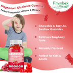 Friymbex Sugar-Free Magnesium Glycinate Gummies - Raspberry Flavor, Pectin-Based, 60 Count