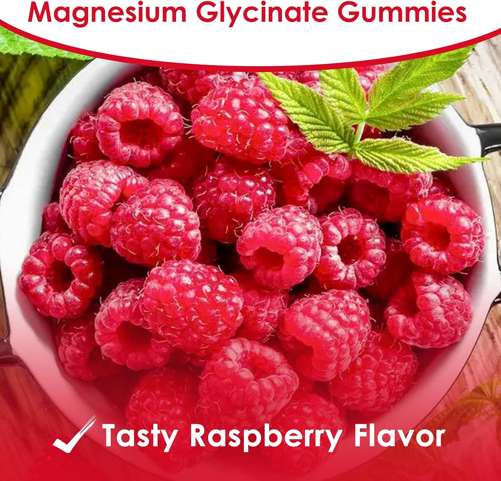 Friymbex Sugar-Free Magnesium Glycinate Gummies - Raspberry Flavor, Pectin-Based, 60 Count